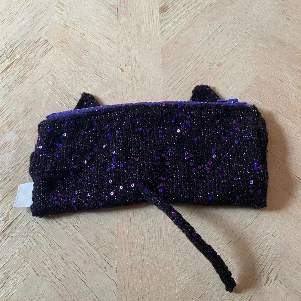 Handcrafted Black Cat Makeup Brush / Pencil Bag